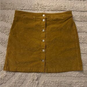 J. Crew Mustard Button-Front Mini Skirt